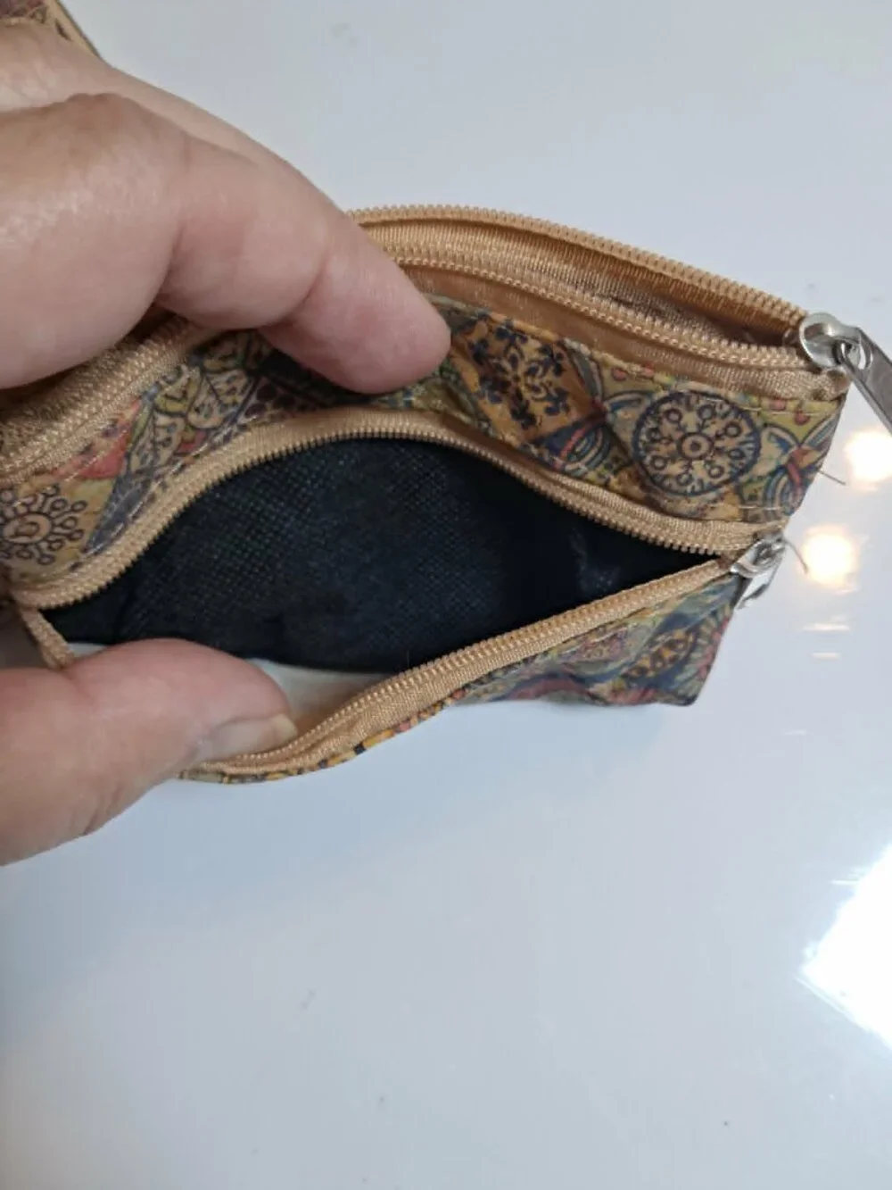 Cork Wallet & Coin Pouch Set Colorful Geometric Print